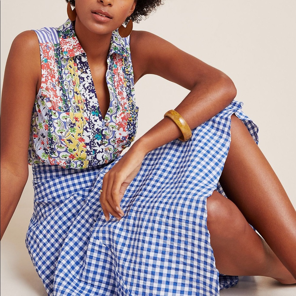 Anthro Maeve pintucked blouse